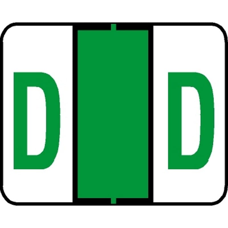 Tab Compatible "D" Labels, Vinyl Kimdura Stock, 1" X 1.25" Individual Letters - Roll of 500