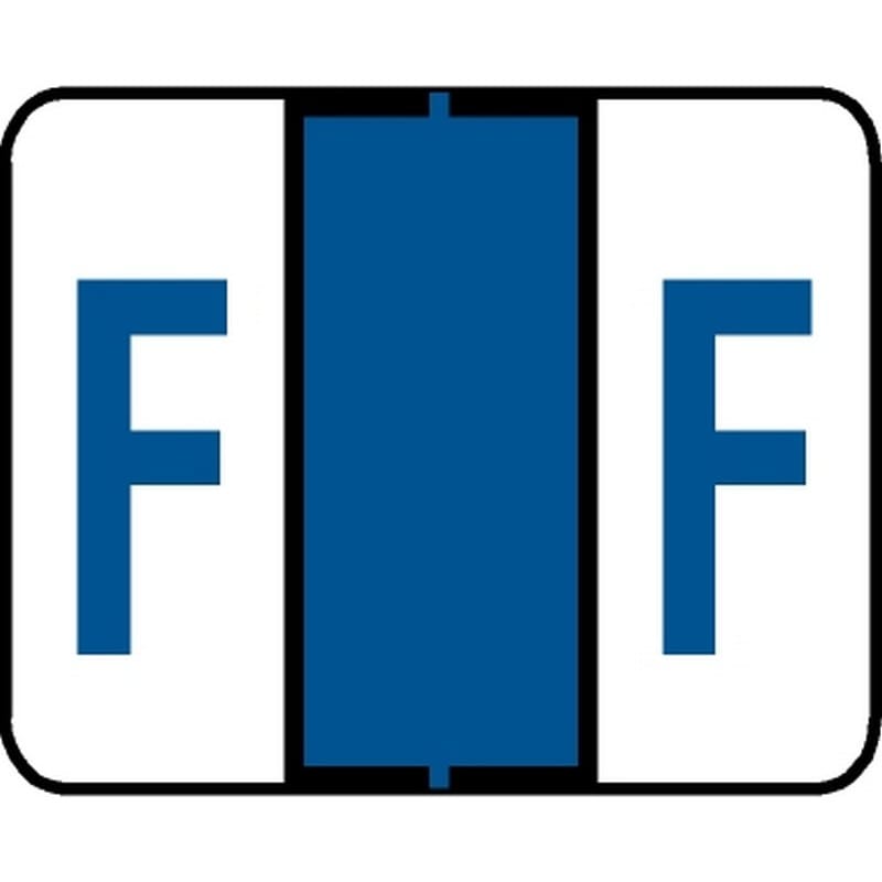 Tab Compatible "F" Labels, Vinyl Kimdura Stock, 1" X 1.25" Individual Letters - Roll of 500