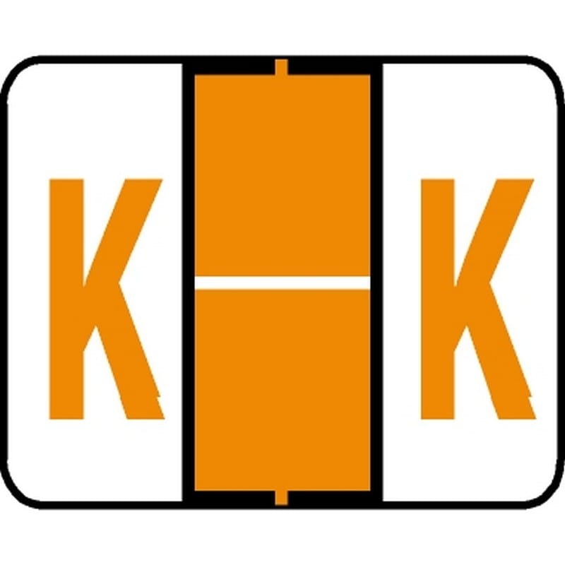 Tab Compatible "K" Labels, Vinyl Kimdura Stock, 1" X 1.25" Individual Letters - Roll of 500
