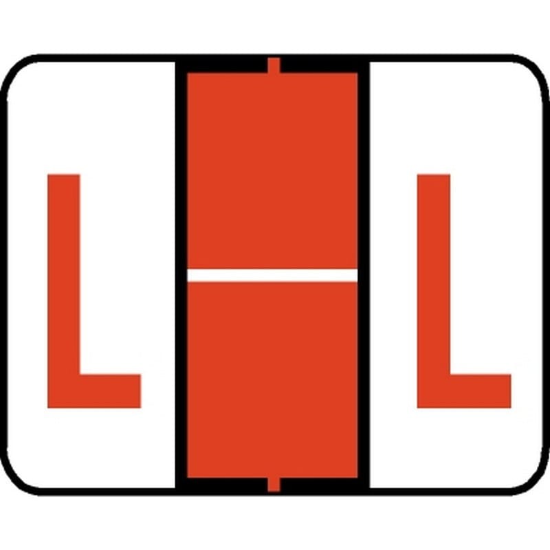 Tab Compatible "L" Labels, Vinyl Kimdura Stock, 1" X 1.25" Individual Letters - Roll of 500