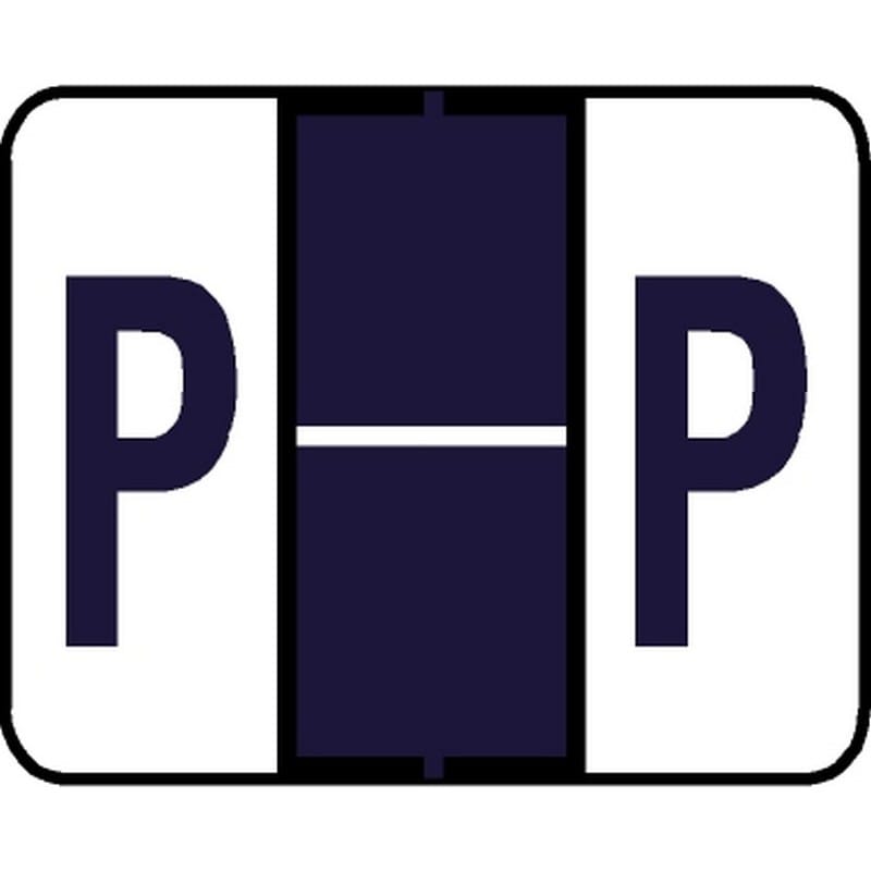 Tab Compatible "P" Labels, Vinyl Kimdura Stock, 1" X 1.25" Individual Letters - Roll of 500