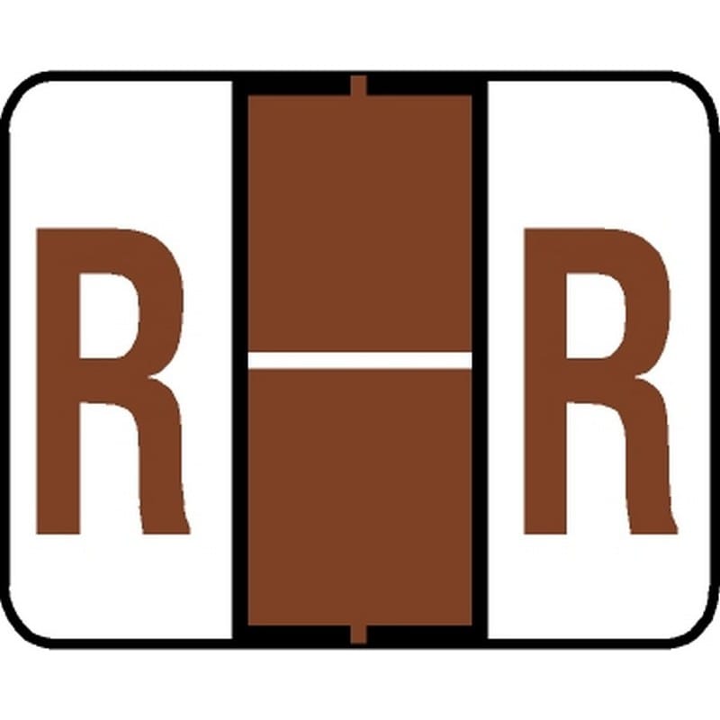 Tab Compatible "R" Labels, Vinyl Kimdura Stock, 1" X 1.25" Individual Letters - Roll of 500