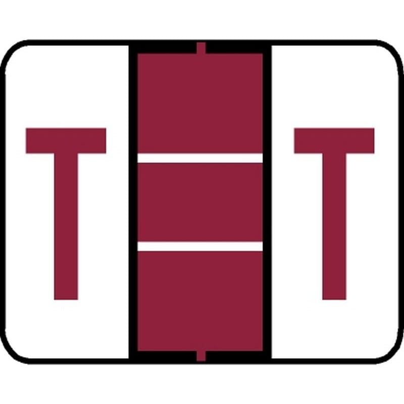 Tab Compatible "T" Labels, Vinyl Kimdura Stock, 1" X 1.25" Individual Letters - Roll of 500