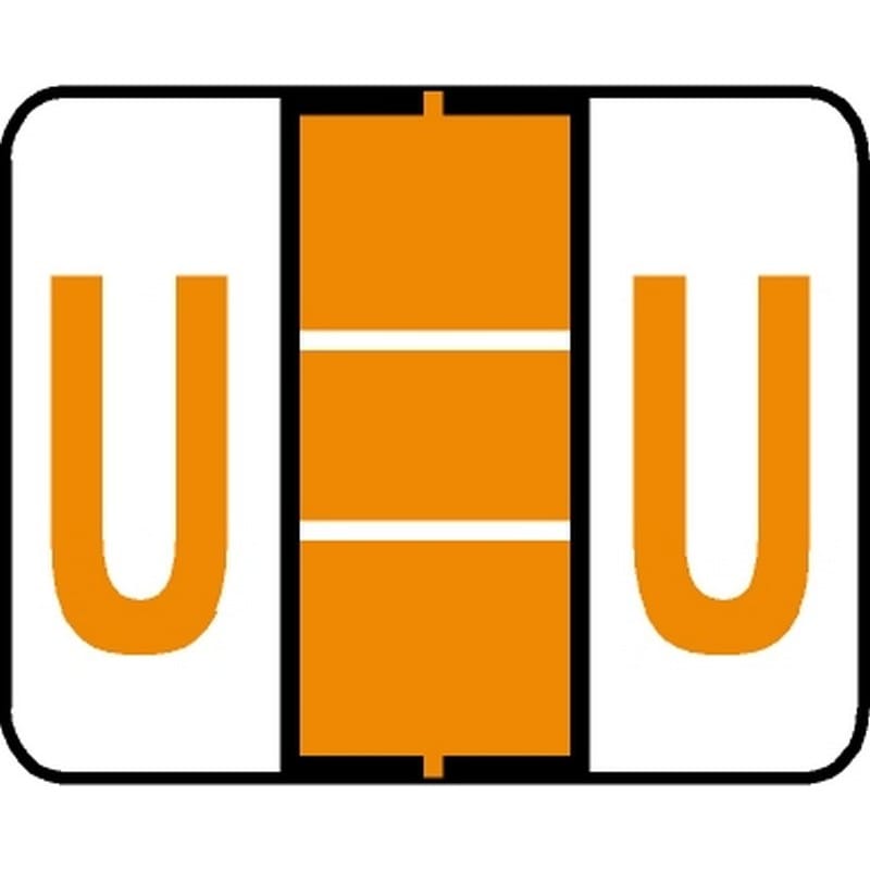 Tab Compatible "U" Labels, Vinyl Kimdura Stock, 1" X 1.25" Individual Letters - Roll of 500