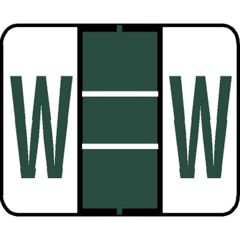 Tab Compatible "W" Labels, Vinyl Kimdura Stock, 1" X 1.25" Individual Letters - Roll of 500