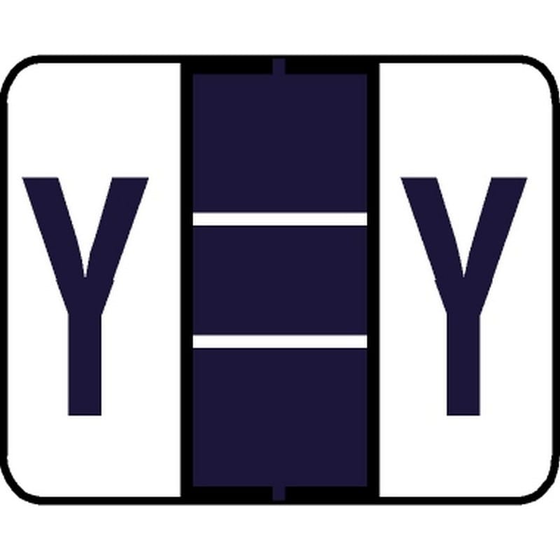 Tab Compatible "Y" Labels, Vinyl Kimdura Stock, 1" X 1.25" Individual Letters - Roll of 500