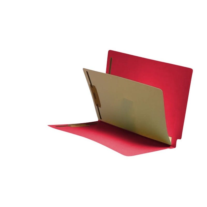 14pt Red Folders, Full Cut END TAB, Letter Size, 1 Divider Installed (Box of 40)
