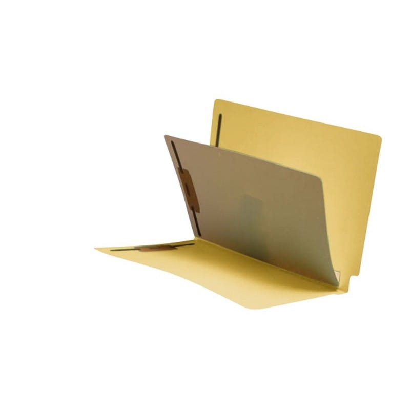 14pt Yellow Folders, Full Cut END TAB, Letter Size, 1 Divider Installed (Box of 40) - Image 2