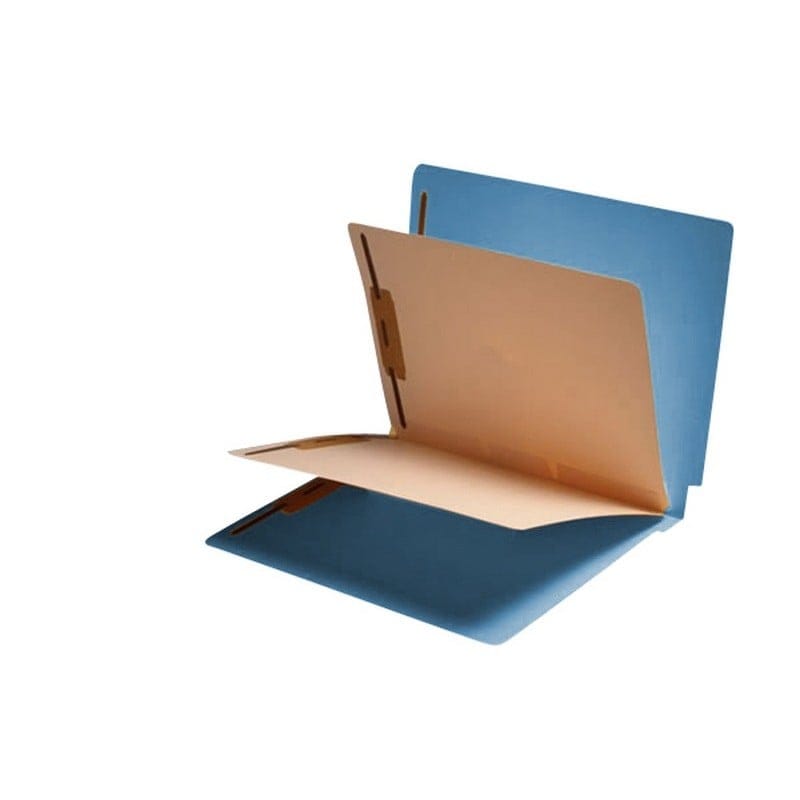 14pt Blue Folders, Full Cut END TAB, Letter Size, 2 Dividers Installed (Box of 25) - Image 2