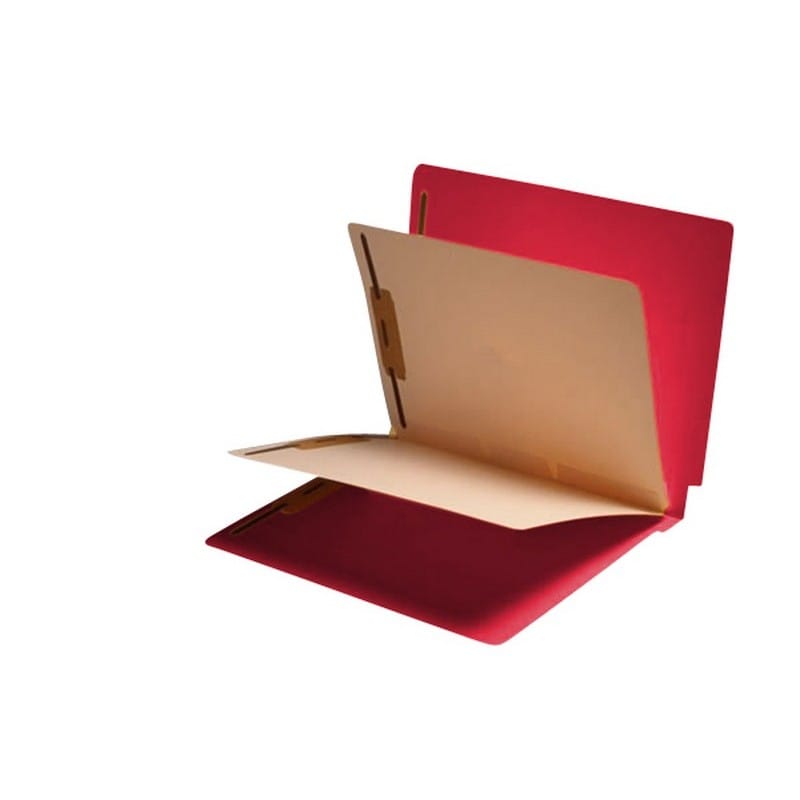 14pt Red Folders, Full Cut END TAB, Letter Size, 2 Dividers Installed (Box of 25) - Image 2