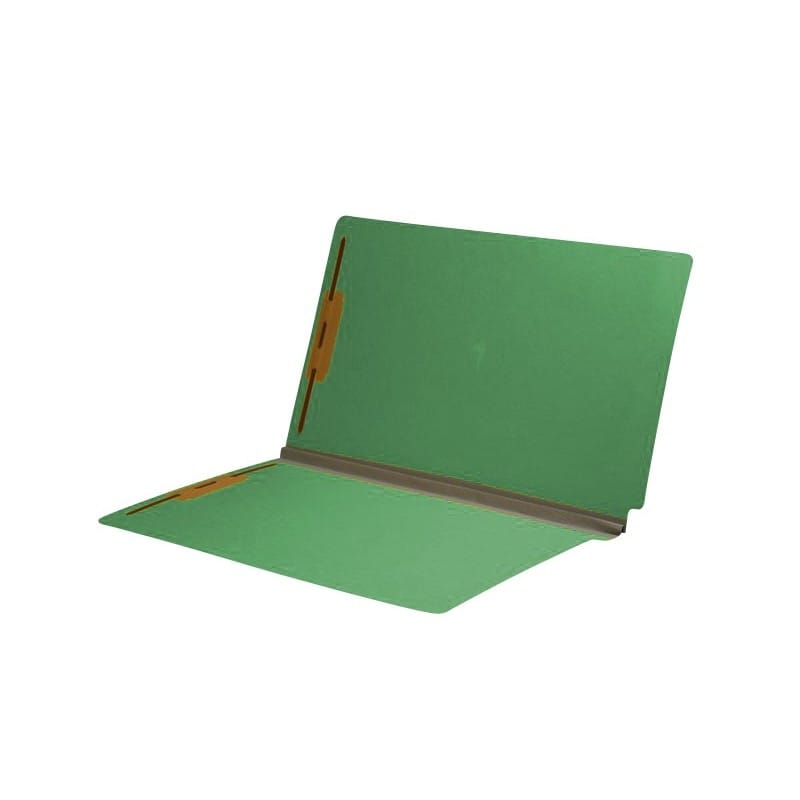 Moss Green Type III Pressboard Folders, Full Cut END TAB, Legal Size, 2" Exp., Fastener Pos #1 & #3 (Box of 25)