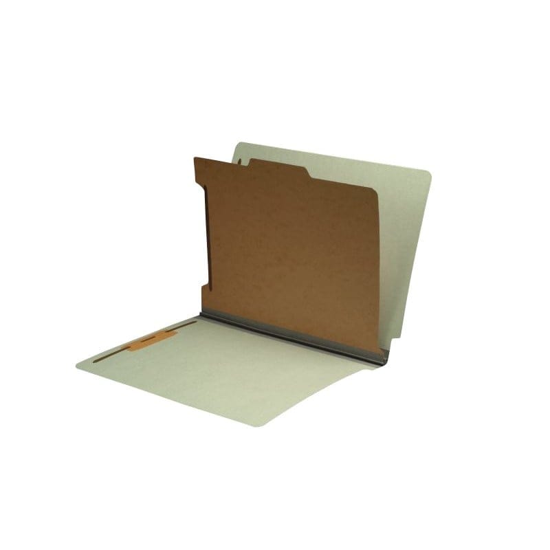 Gray Type II Pressboard Classification Folders, Full Cut END TAB, Letter Size, 1 Divider (Box of 10)