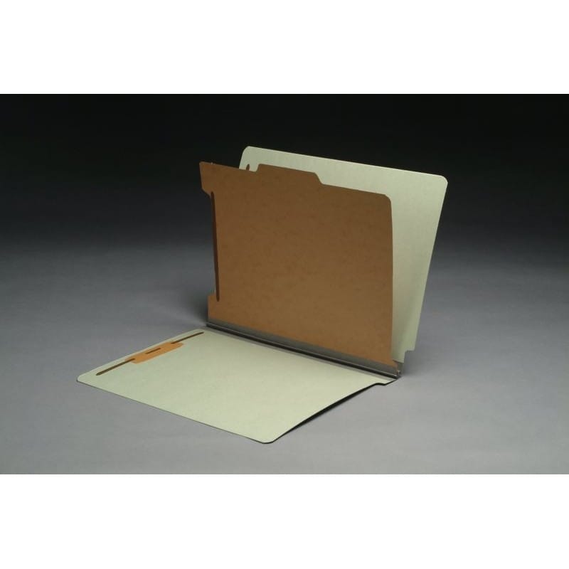 Type II Pressboard Classification Folders, Full Cut END TAB, Letter Size, 1 Divider (Box of 10)