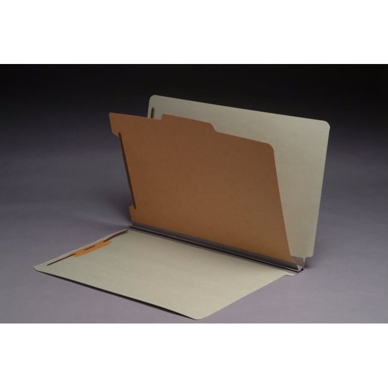 Type II Pressboard Classification Folders, Full Cut END TAB, Legal Size, 1 Divider (Box of 10)