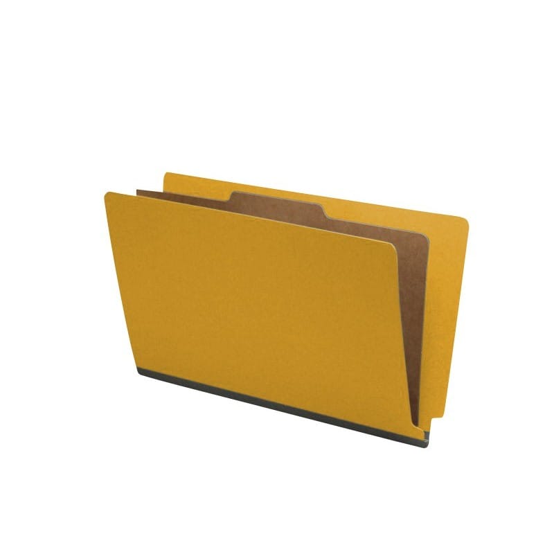 Yellow Type III Pressboard Classification Folders, Full Cut END TAB, Legal Size, 1 Divider (Box of 10) - Image 2