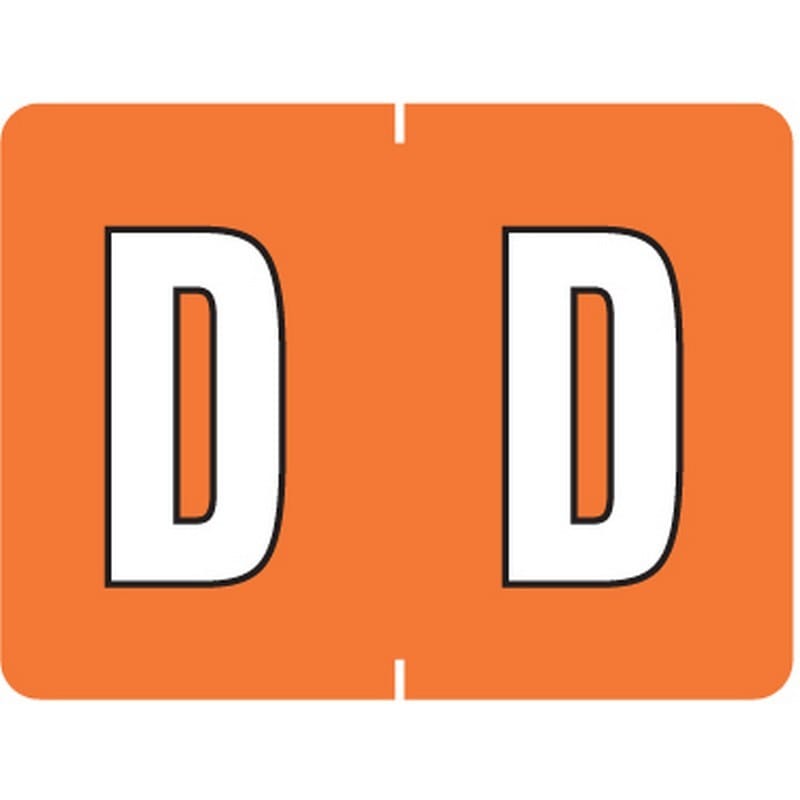 Data File Compatible "D" Labels, Laminated Stock, 15/16" X 1-1/4" Individual Letters - Roll of 500