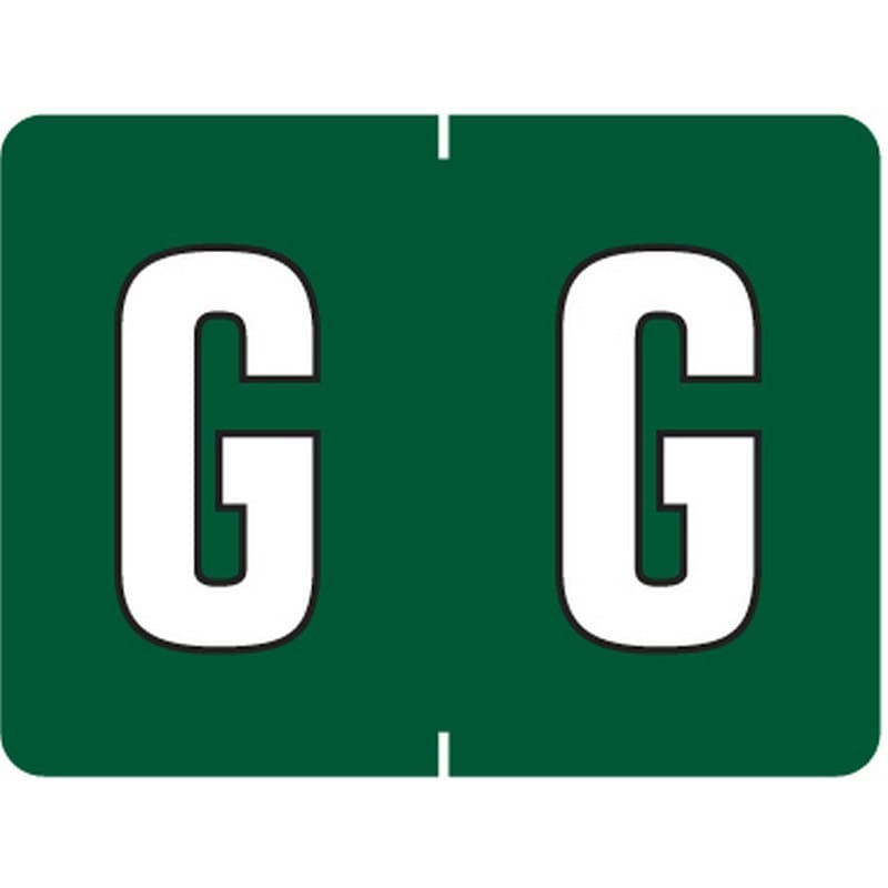 Data File Compatible "G" Labels, Laminated Stock, 15/16" X 1-1/4" Individual Letters - Roll of 500