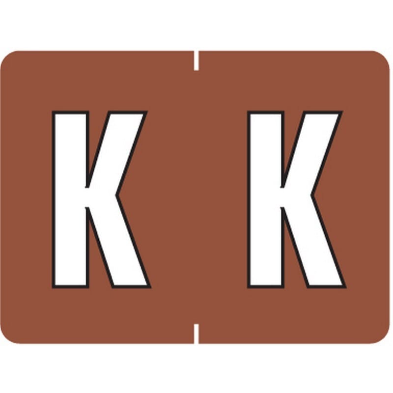 Data File Compatible "K" Labels, Laminated Stock, 15/16" X 1-1/4" Individual Letters - Roll of 500