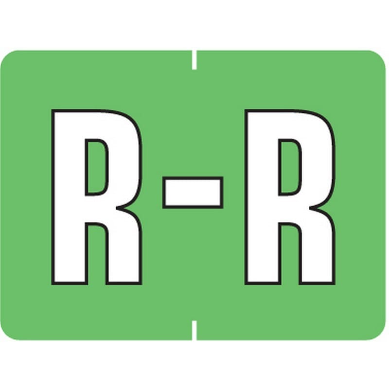 Data File Compatible "R" Labels, Laminated Stock, 15/16" X 1-1/4" Individual Letters - Roll of 500