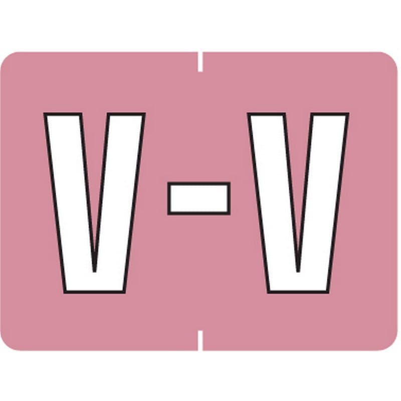 Data File Compatible "V" Labels, Laminated Stock, 15/16" X 1-1/4" Individual Letters - Roll of 500