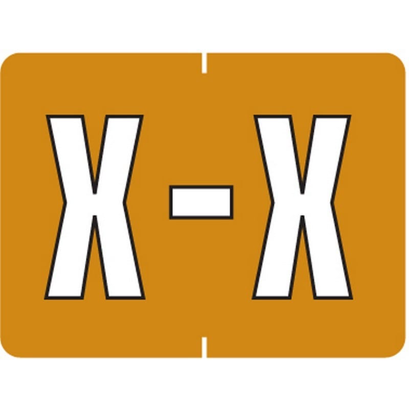 Data File Compatible "X" Labels, Laminated Stock, 15/16" X 1-1/4" Individual Letters - Roll of 500