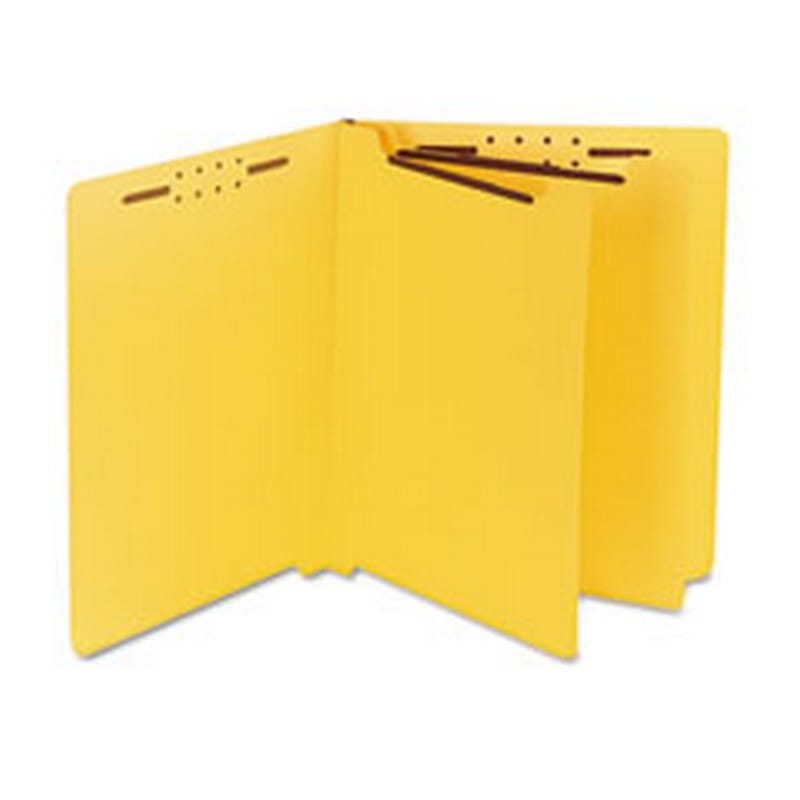 SJ Paper Six-Section End-Tab Classification Folders, Pressboard, Letter, Canary, 25/Box