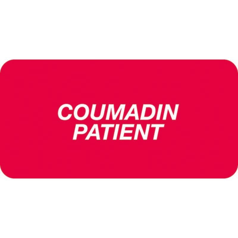 Chart Labels, COUMADIN PATIENT - Red 2" X 1" (Pack of 252)