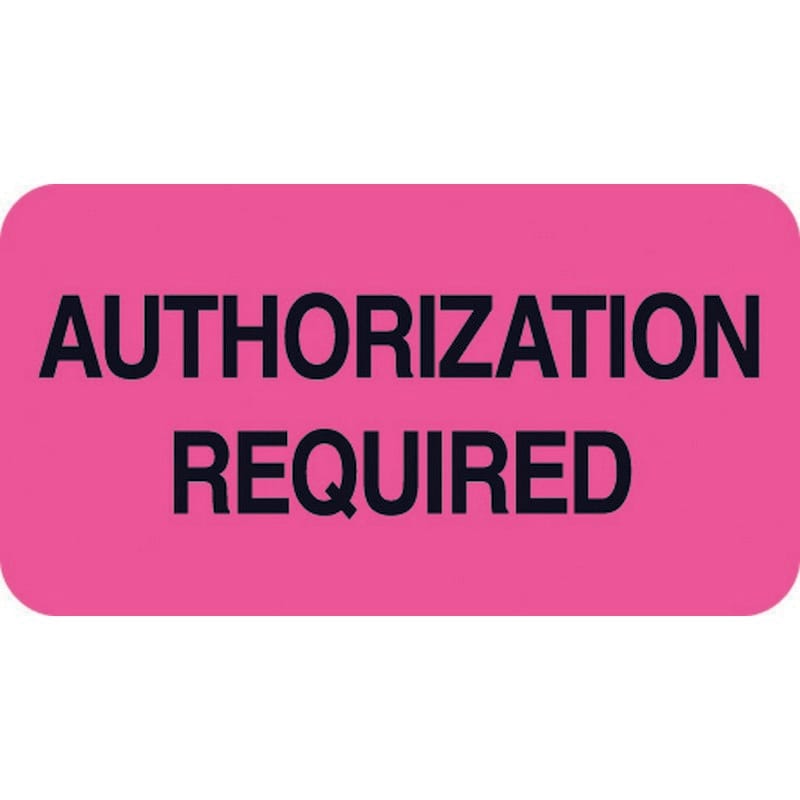 HIPAA Labels, AUTHORIZATION REQUIRED - Fluorescent Pink, 1-5/8" X 7/8" (Roll of 500)