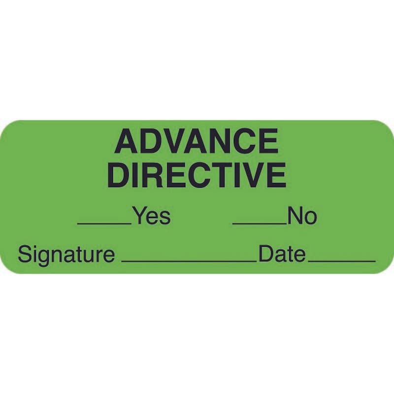 Advance Directive Labels, Fluorescent Green, 2-1/4" x 7/8", (Roll of 420)