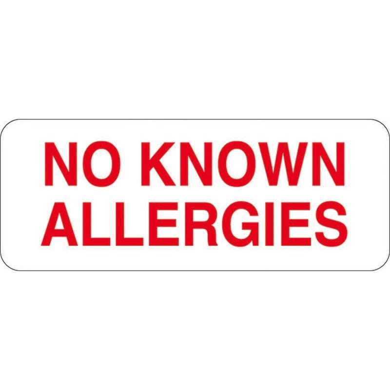 Alert Labels, No Known Allergies, White, and Red, 2-1/4" x 7/8" (Roll of 420)