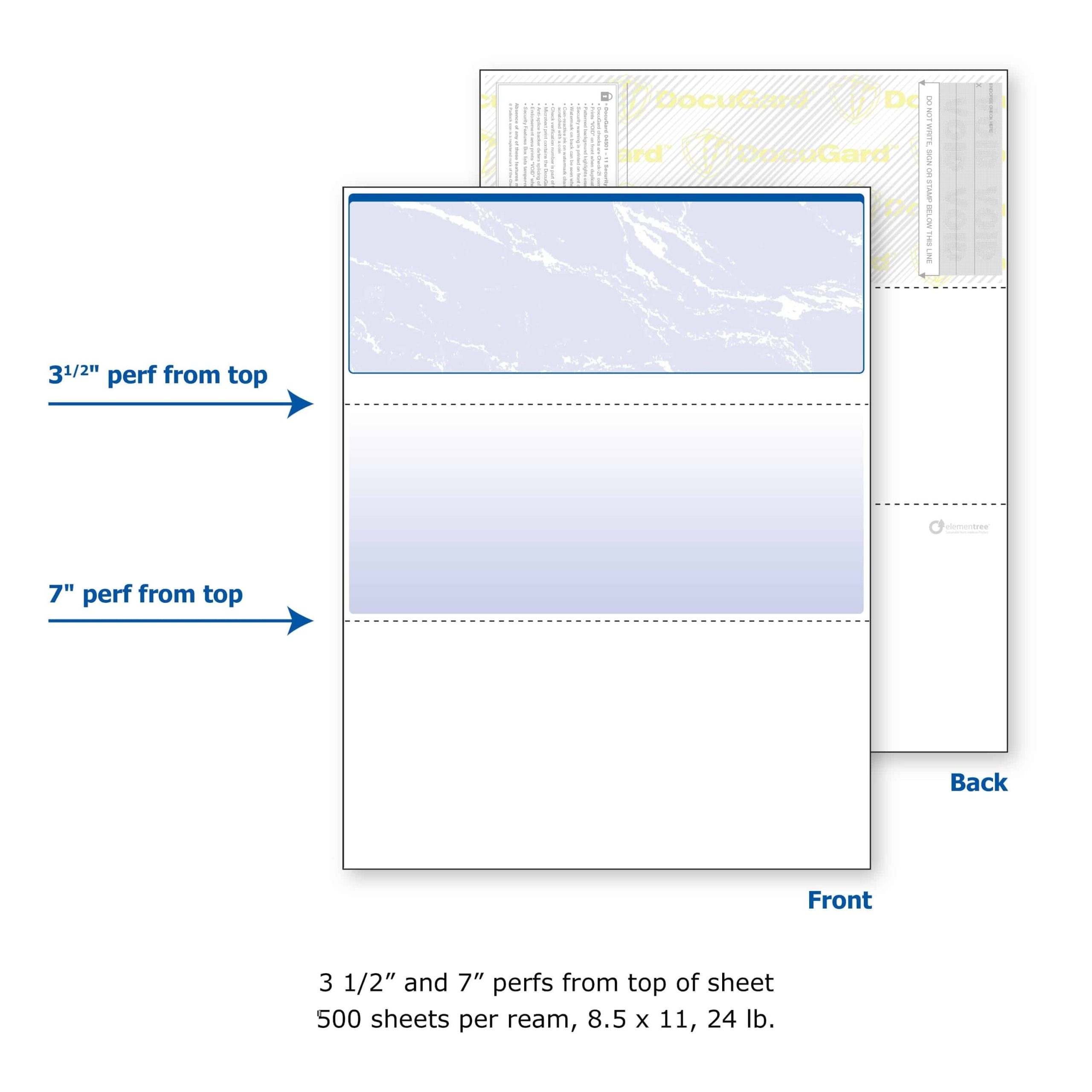 8-1/2'' x 11" Standard Blue Marble Laser Check, Top Position, 24# Stock (Carton of 2500) - Image 4