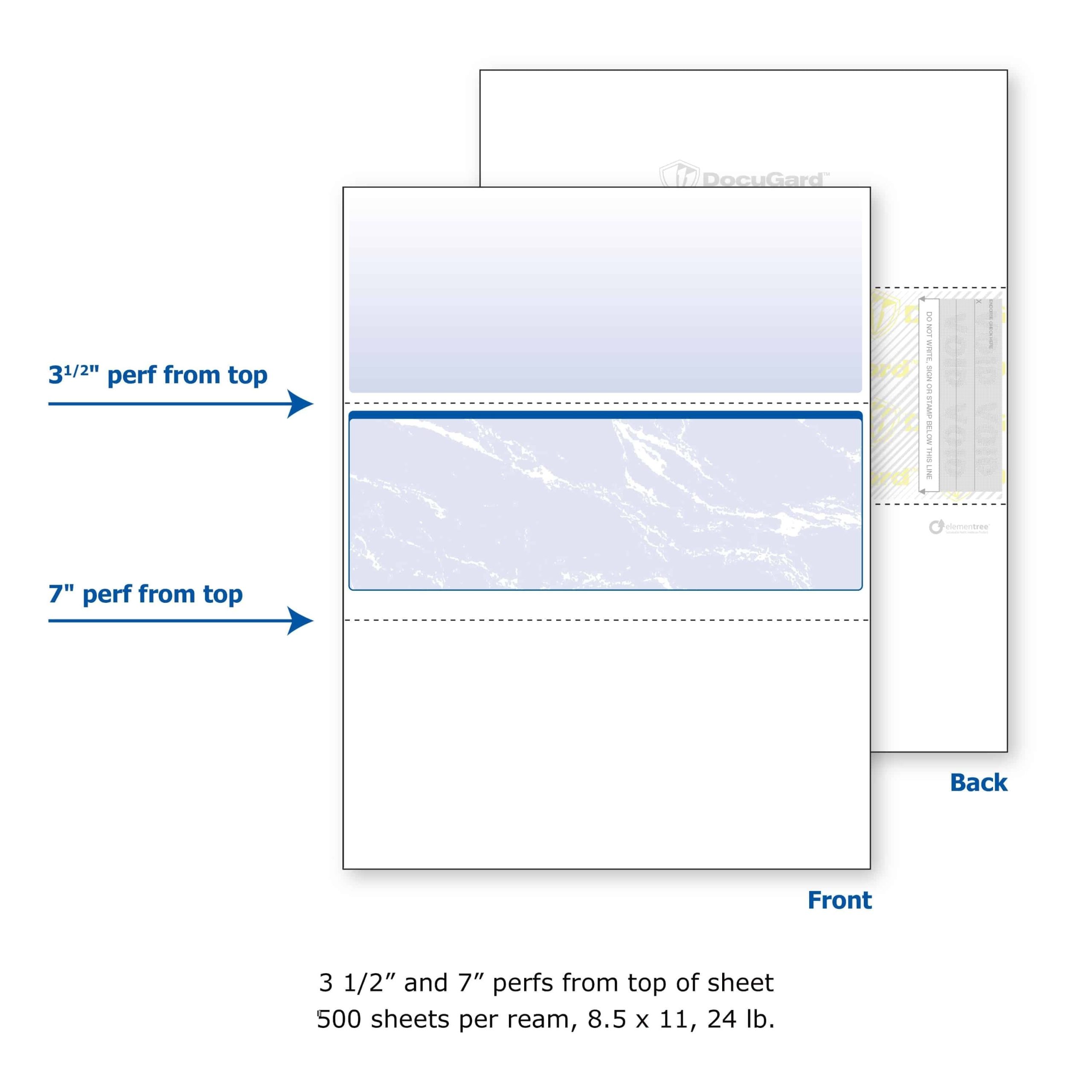 8-1/2'' x 11" Standard Blue Marble Laser Check, Middle Position, 24# Stock (Carton of 2500) - Image 6