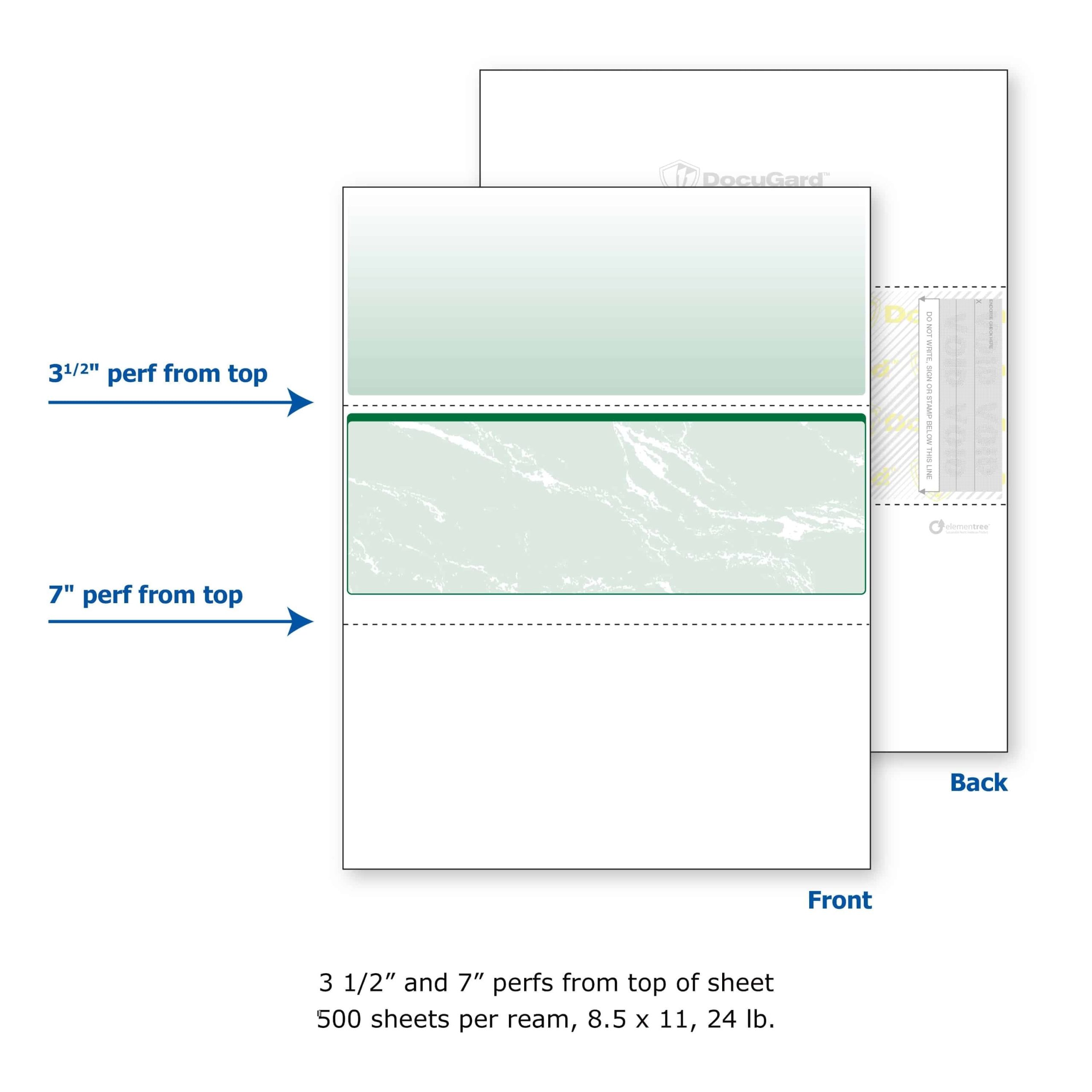 8-1/2'' x 11" Standard Green Marble Laser Check, Middle Position, 24# Stock (Carton of 2500) - Image 4