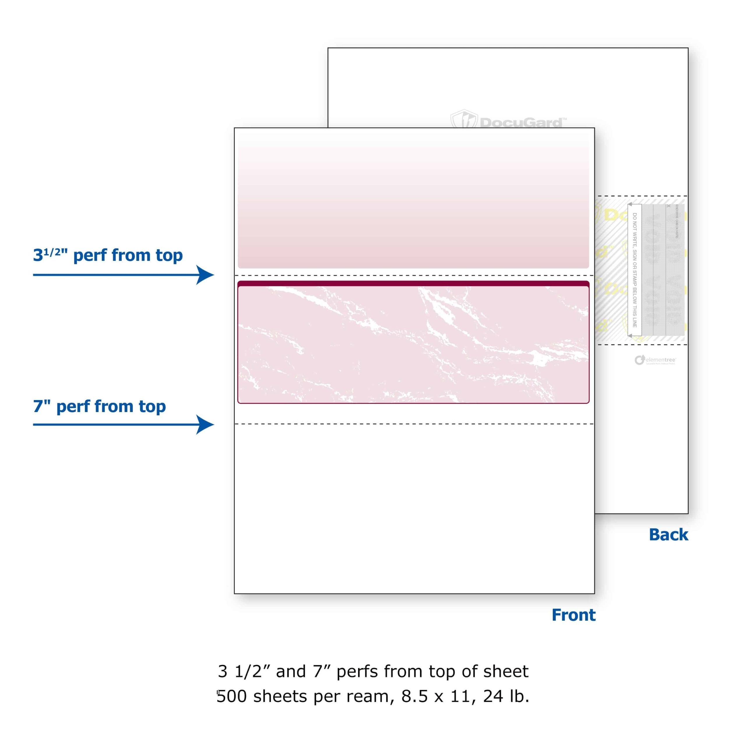 8-1/2'' x 11" Standard Burgundy Marble Laser Check, Middle Position, 24# Stock (Carton of 2500) - Image 4
