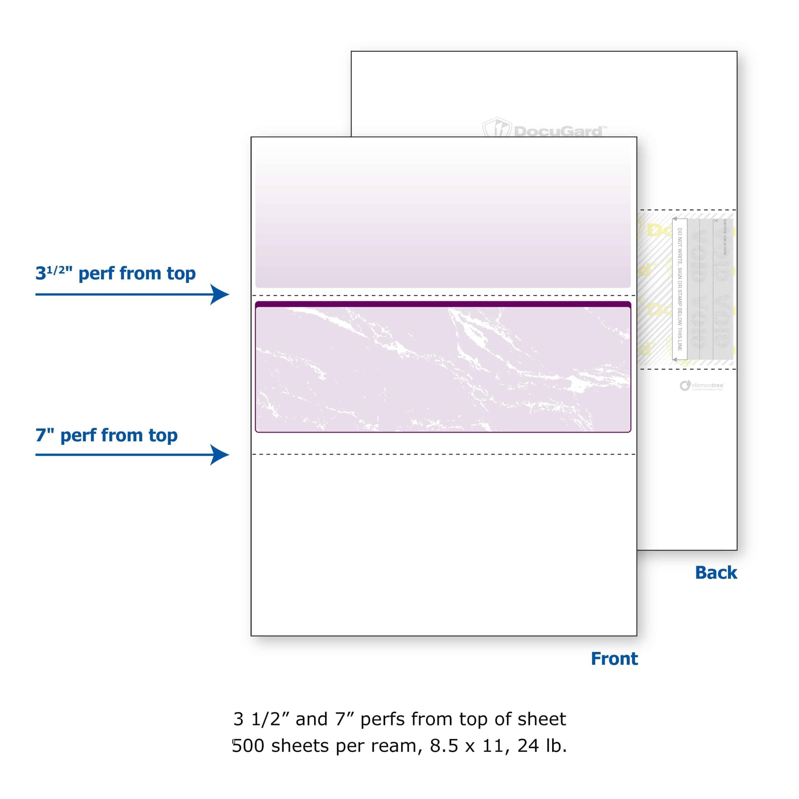 8-1/2'' x 11" Standard Purple Marble Laser Check, Middle Position, 24# Stock (Carton of 2500) - Image 4