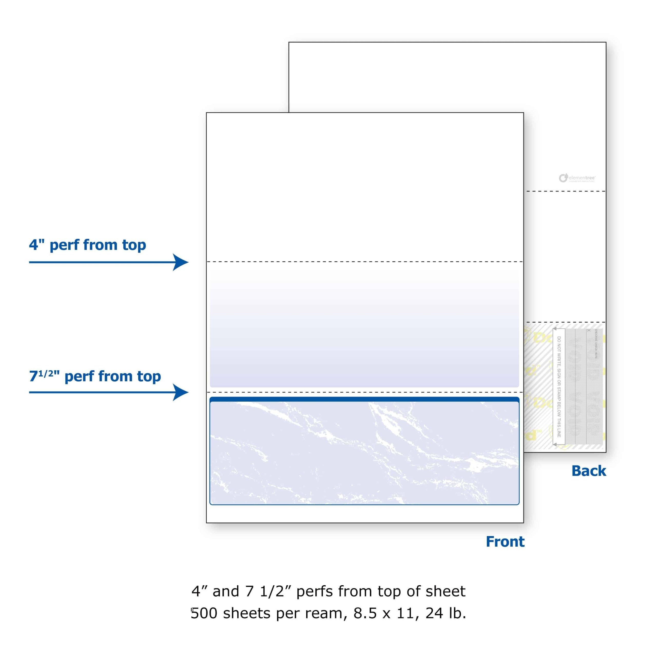 8-1/2'' x 11" Standard Blue Marble Laser Check, Bottom Position, 24# Stock (Carton of 2500) - Image 4
