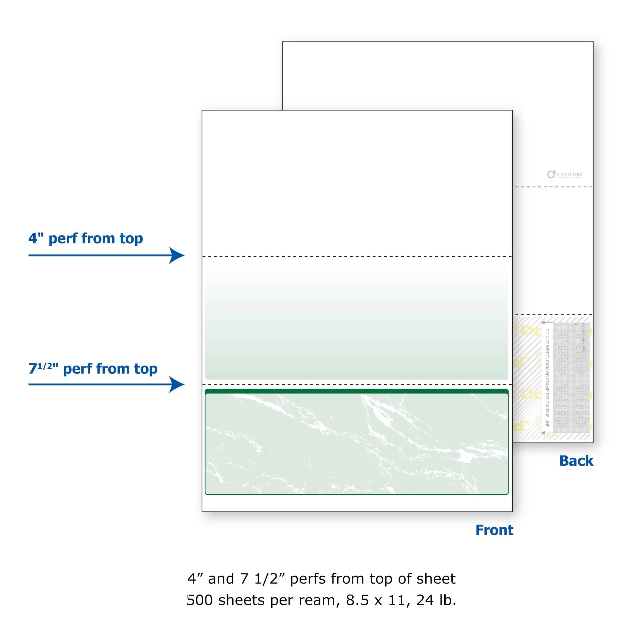 8-1/2'' x 11" Standard Green Marble Laser Check, Bottom Position, 24# Stock (Carton of 2500) - Image 4