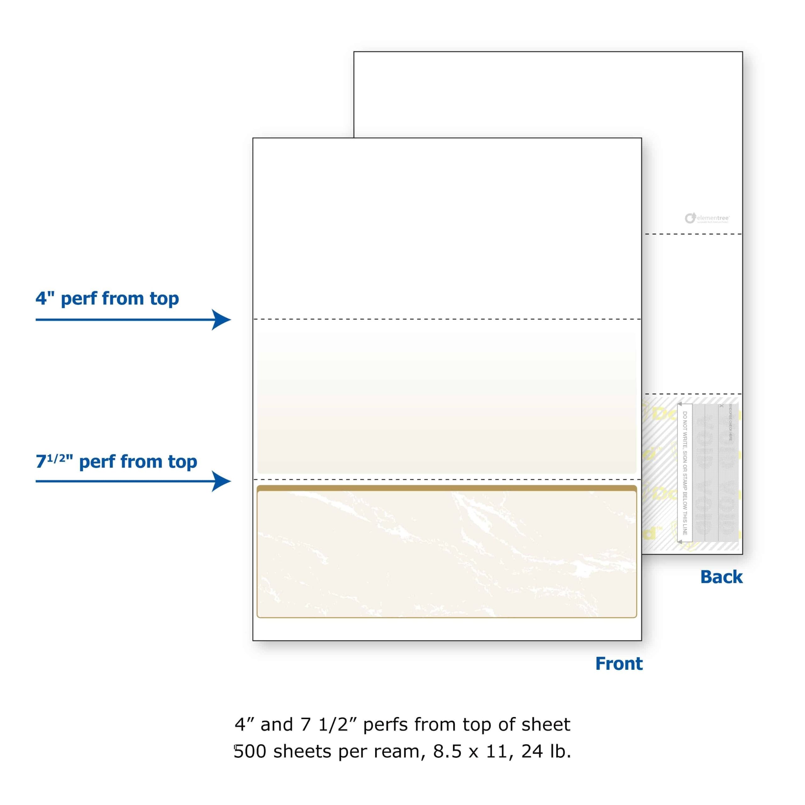 8-1/2'' x 11" Standard Gold Marble Laser Check, Bottom Position, 24# Stock (Carton of 2500) - Image 4