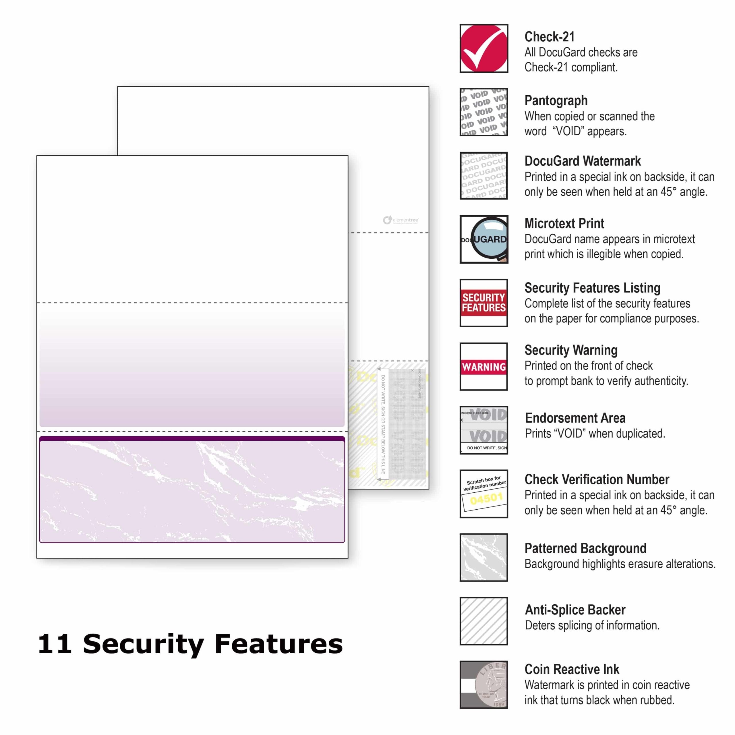 8-1/2'' x 11" Standard Purple Marble Laser Check, Bottom Position, 24# Stock (Carton of 2500) - Image 5