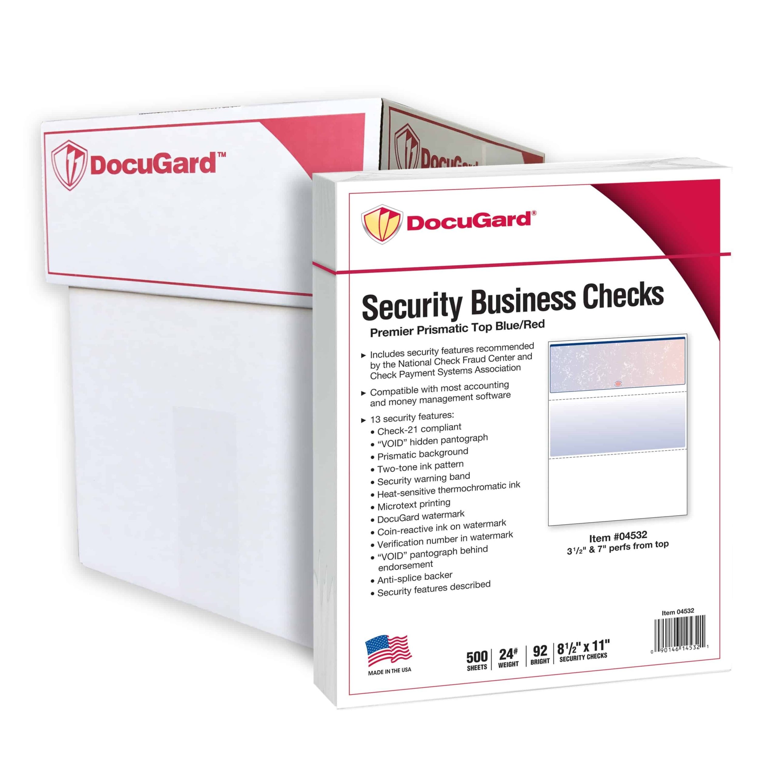 8-1/2'' x 11" Premier Blue / Red Prismatic Laser Check, Top Position, 24# Stock (Carton of 2500) - Image 6