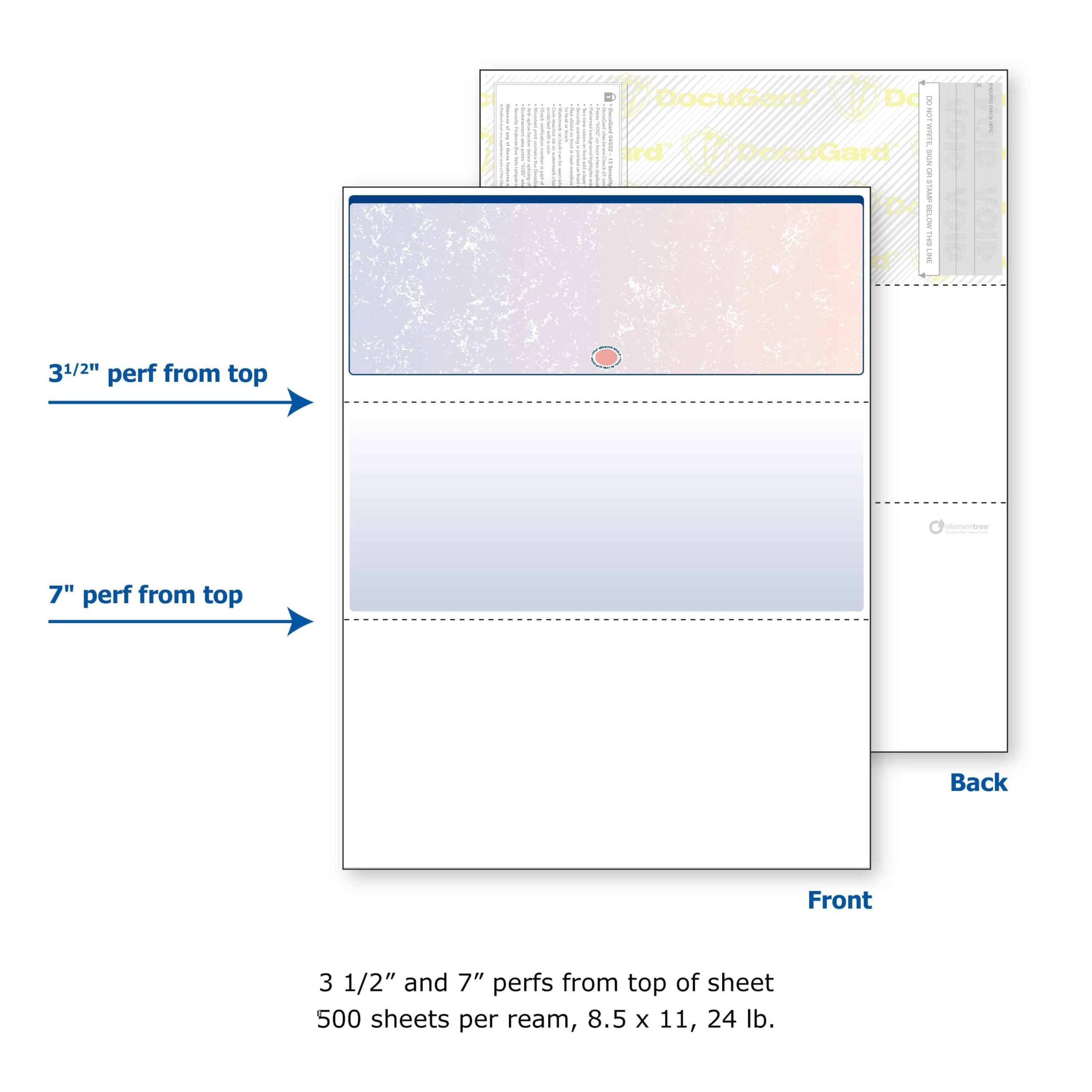 8-1/2'' x 11" Premier Blue / Red Prismatic Laser Check, Top Position, 24# Stock (Carton of 2500) - Image 4