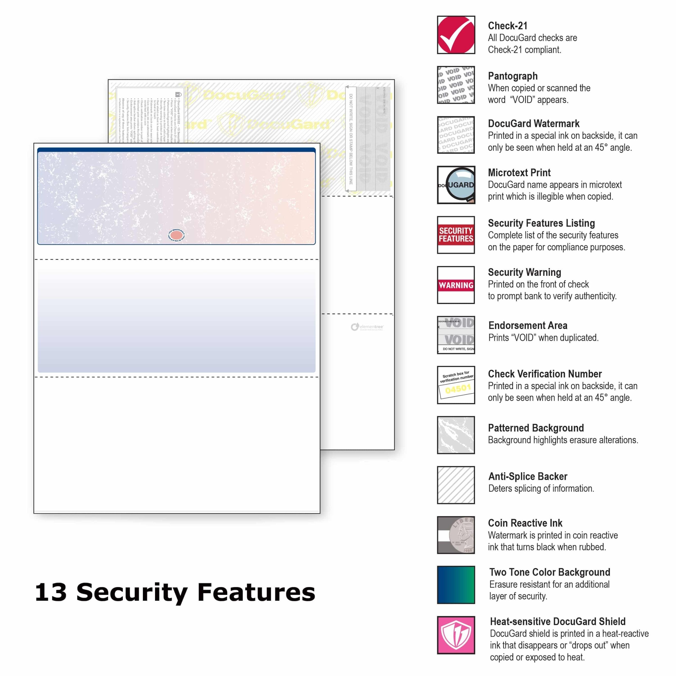 8-1/2'' x 11" Premier Blue / Red Prismatic Laser Check, Top Position, 24# Stock (Carton of 2500) - Image 2