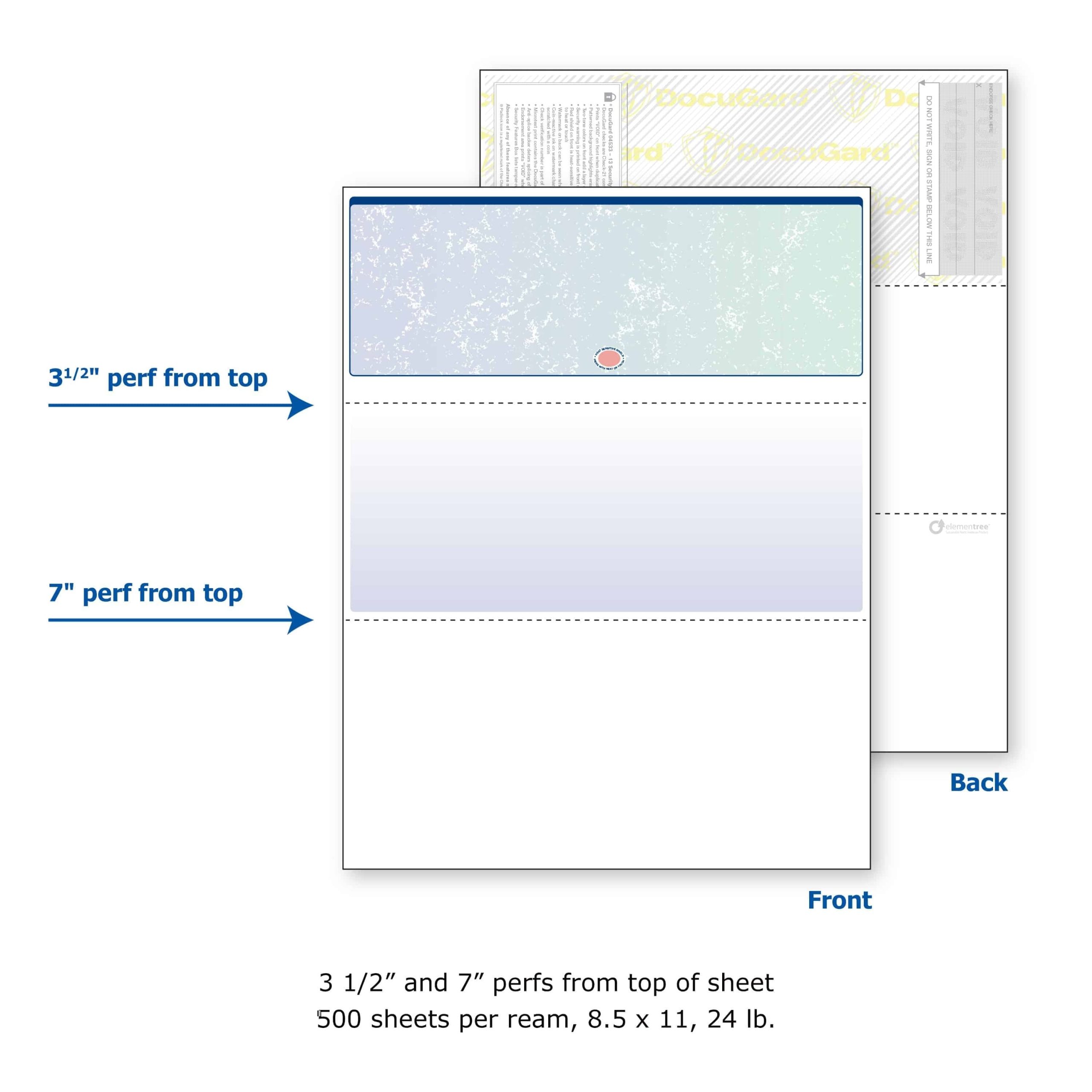 8-1/2'' x 11" Premier Blue / Green Prismatic Laser Check, Top Position, 24# Stock (Carton of 2500) - Image 4
