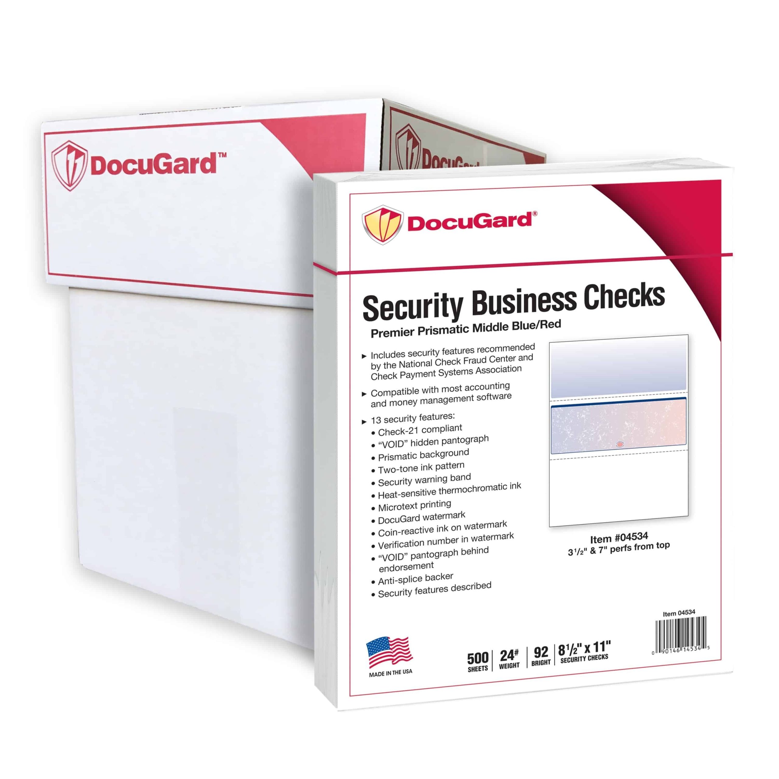 8-1/2'' x 11" Premier Blue / Red Prismatic Laser Check, Middle Position, 24# Stock (Carton of 2500) - Image 4
