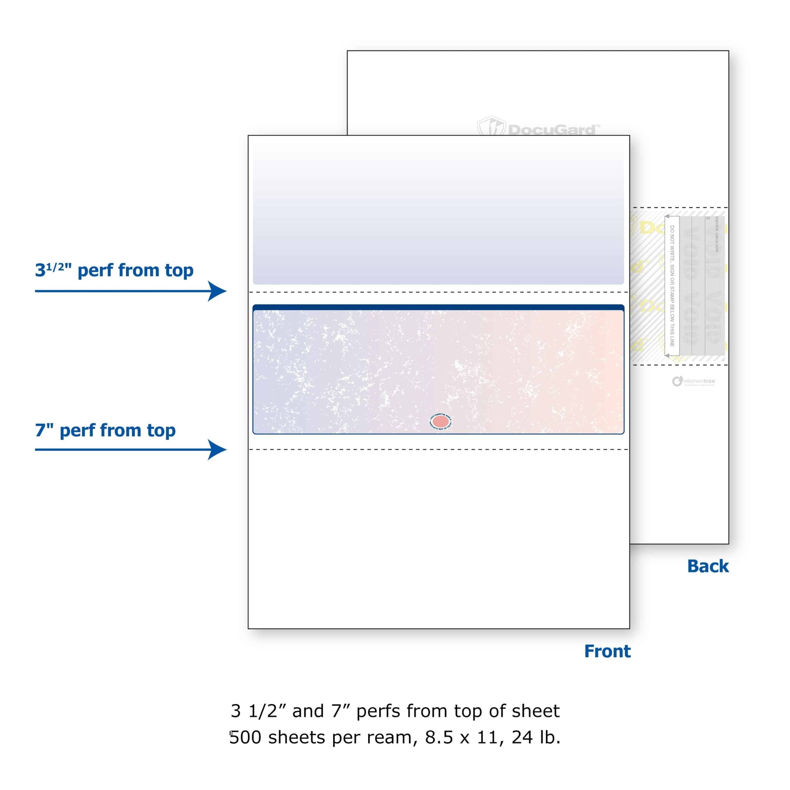 8-1/2'' x 11" Premier Blue / Red Prismatic Laser Check, Middle Position, 24# Stock (Carton of 2500) - Image 6