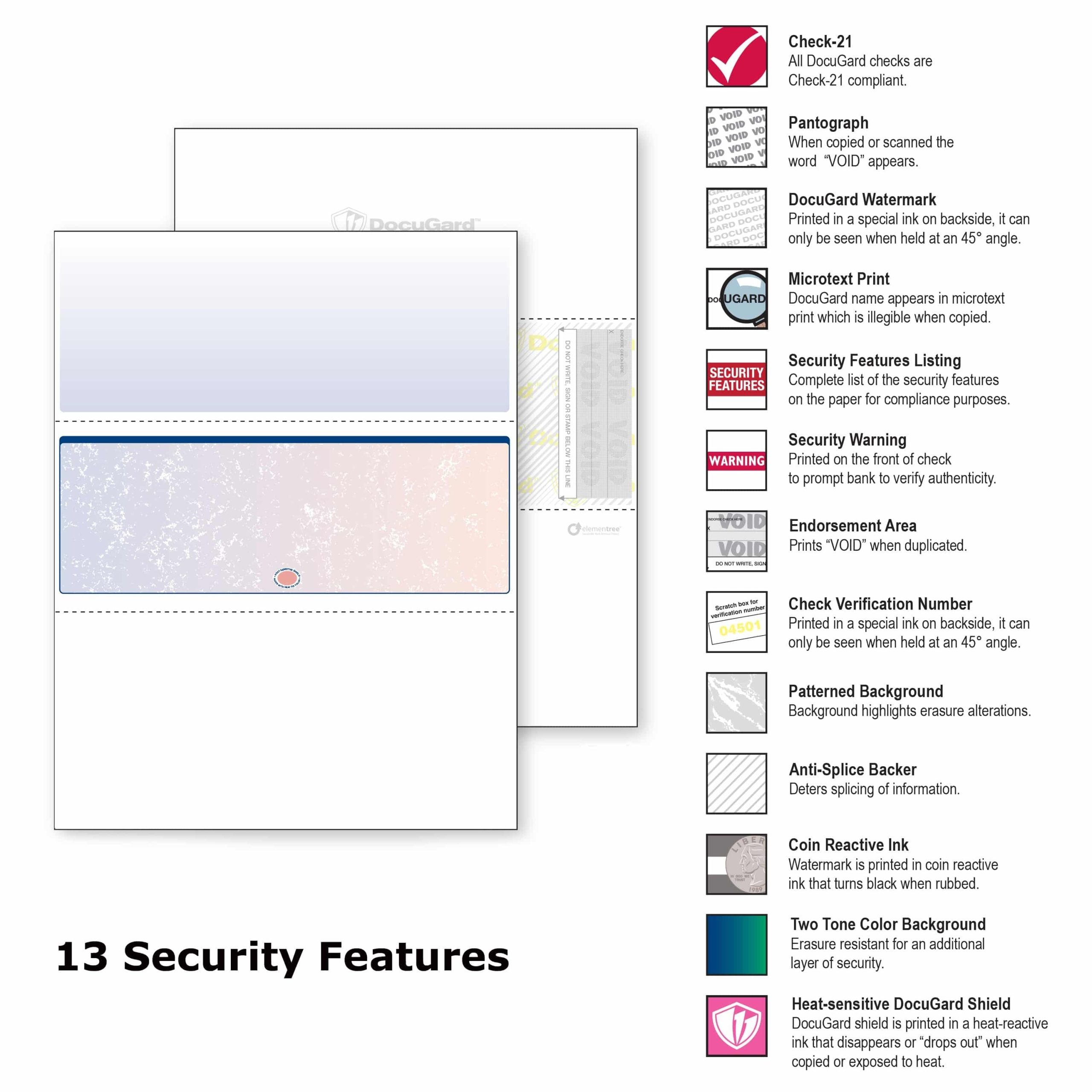 8-1/2'' x 11" Premier Blue / Red Prismatic Laser Check, Middle Position, 24# Stock (Carton of 2500) - Image 5