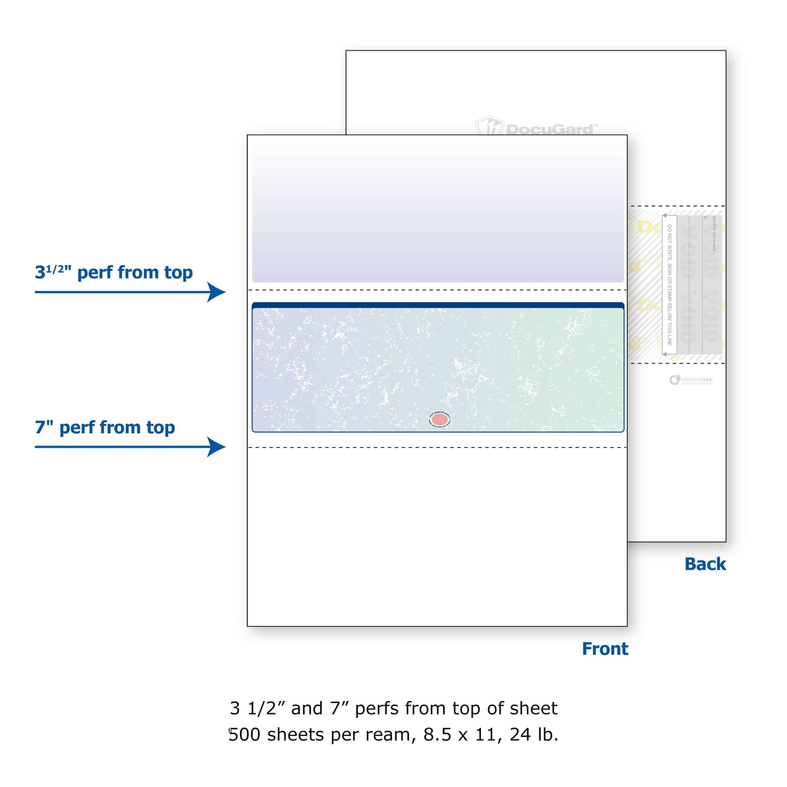 8-1/2'' x 11" Premier Blue / Green Prismatic Laser Check, Middle Position, 24# Stock (Carton of 2500) - Image 4