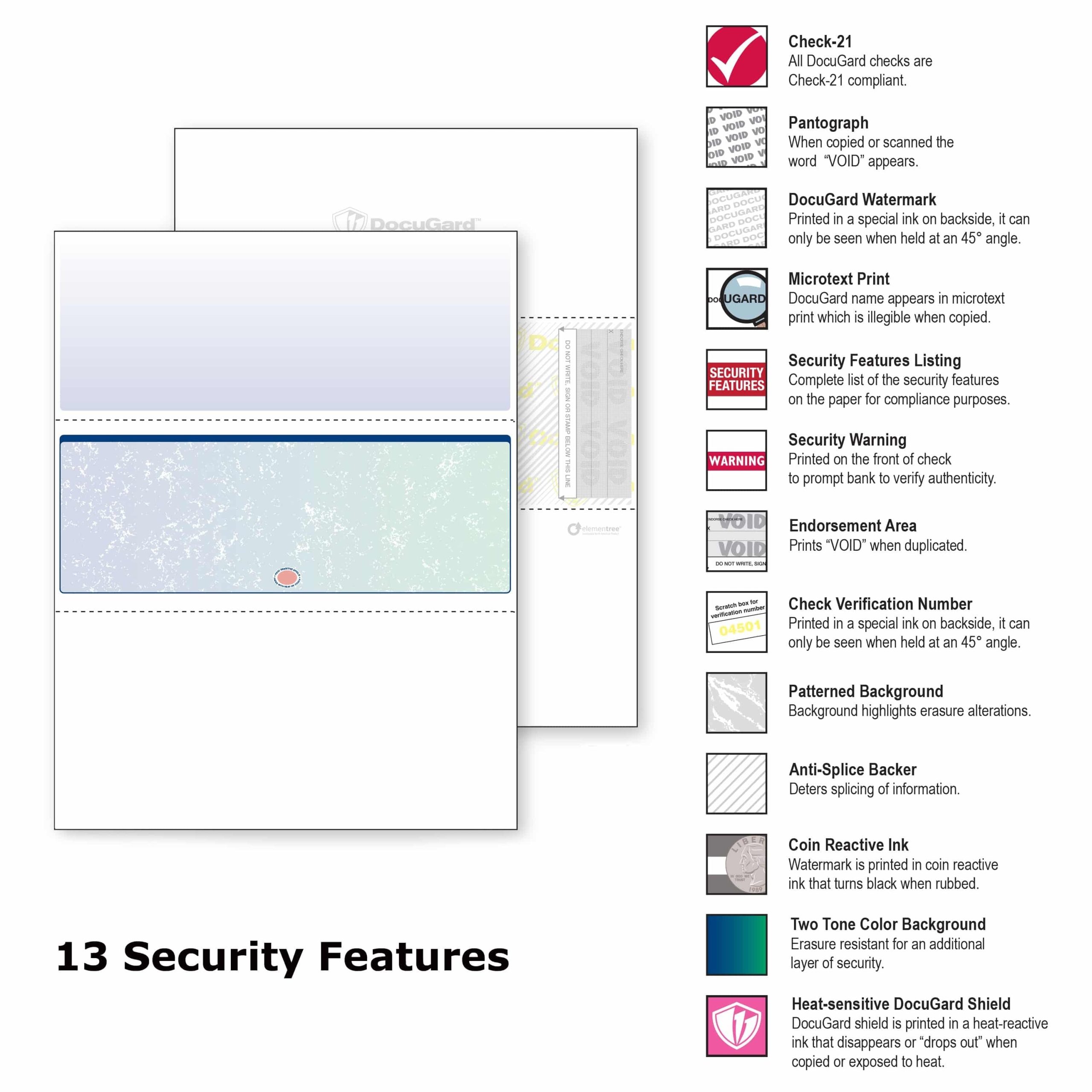 8-1/2'' x 11" Premier Blue / Green Prismatic Laser Check, Middle Position, 24# Stock (Carton of 2500) - Image 2