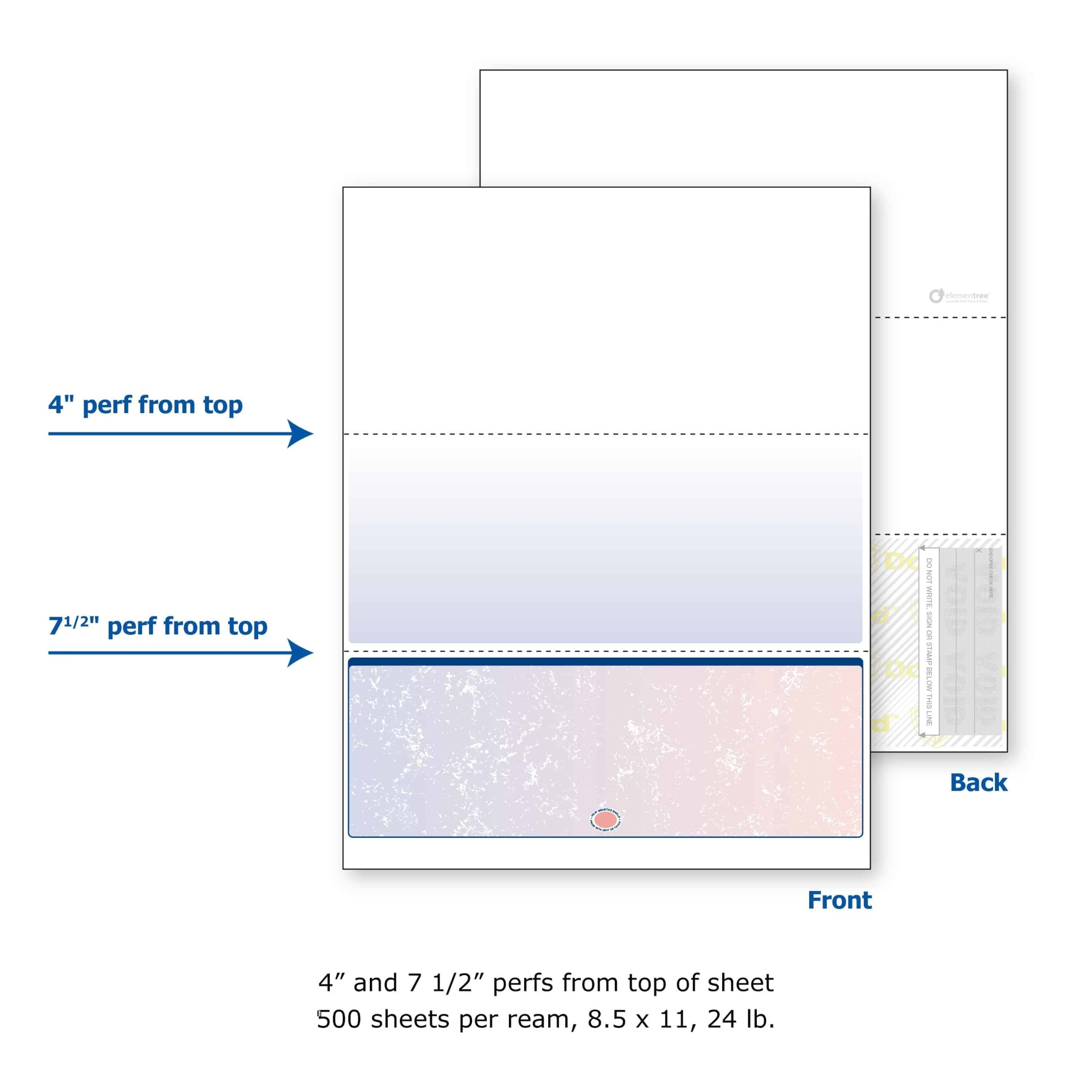 8-1/2'' x 11" Premier Blue / Red Prismatic Laser Check, Bottom Position, 24# Stock (Carton of 2500) - Image 4