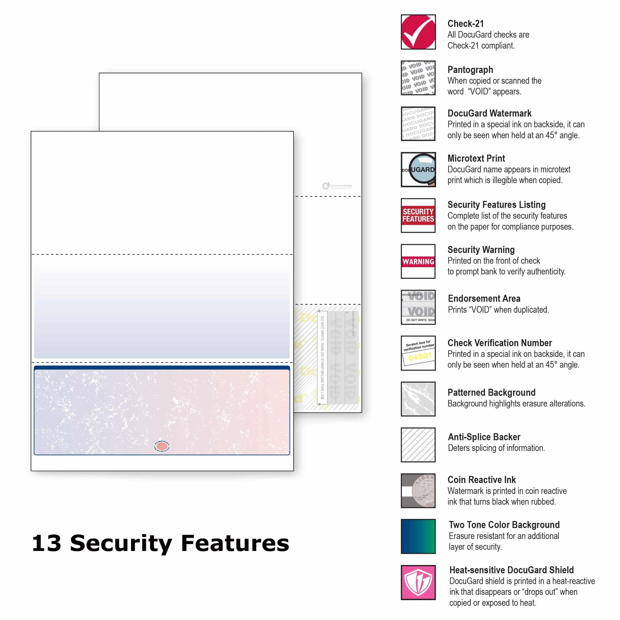 8-1/2'' x 11" Premier Blue / Red Prismatic Laser Check, Bottom Position, 24# Stock (Carton of 2500) - Image 5